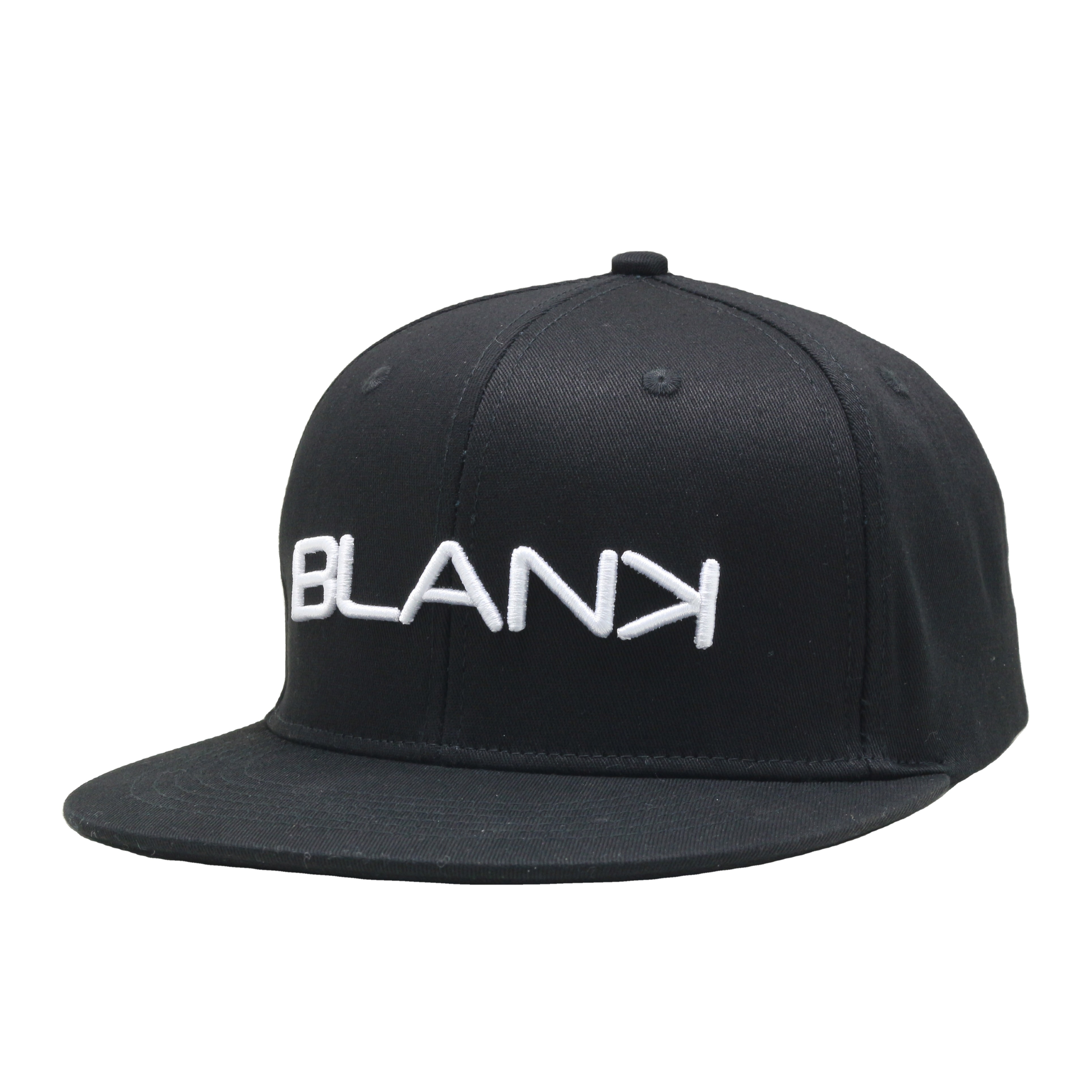 BLANK Text Embroidered Snapback Hat – Black 6-Panel Cap