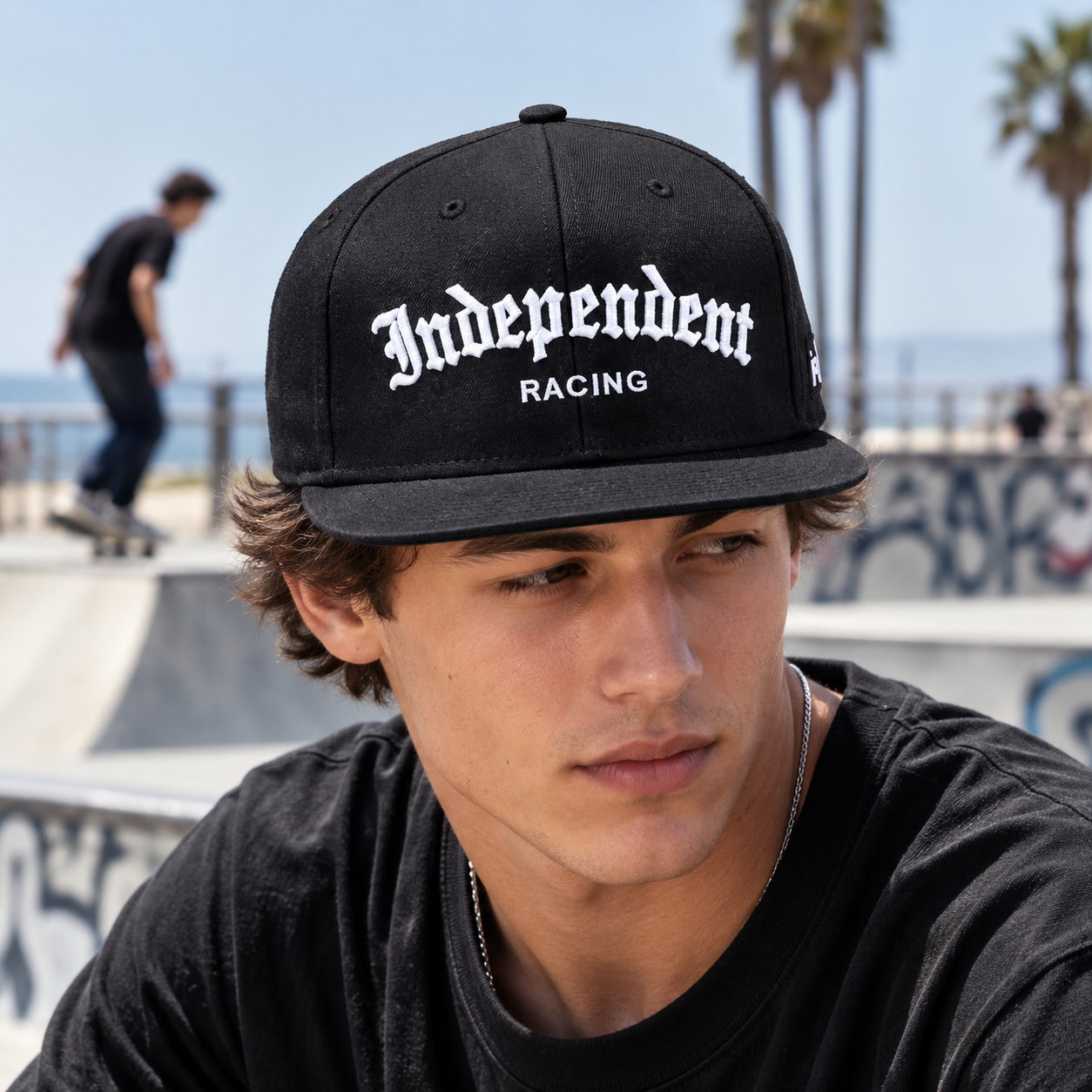 Independent Racing Gothic Embroidered Black Snapback Cap