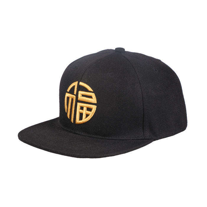 Black Gold Logo Flat Brim Snapback Cap