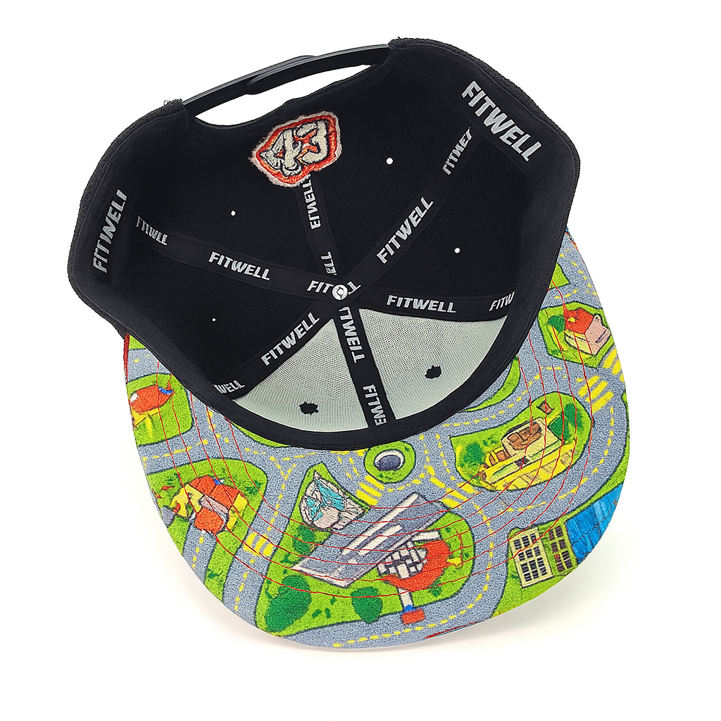 Fitwell Custom Red Stitch Flat Brim Cap with Embroidered Logo
