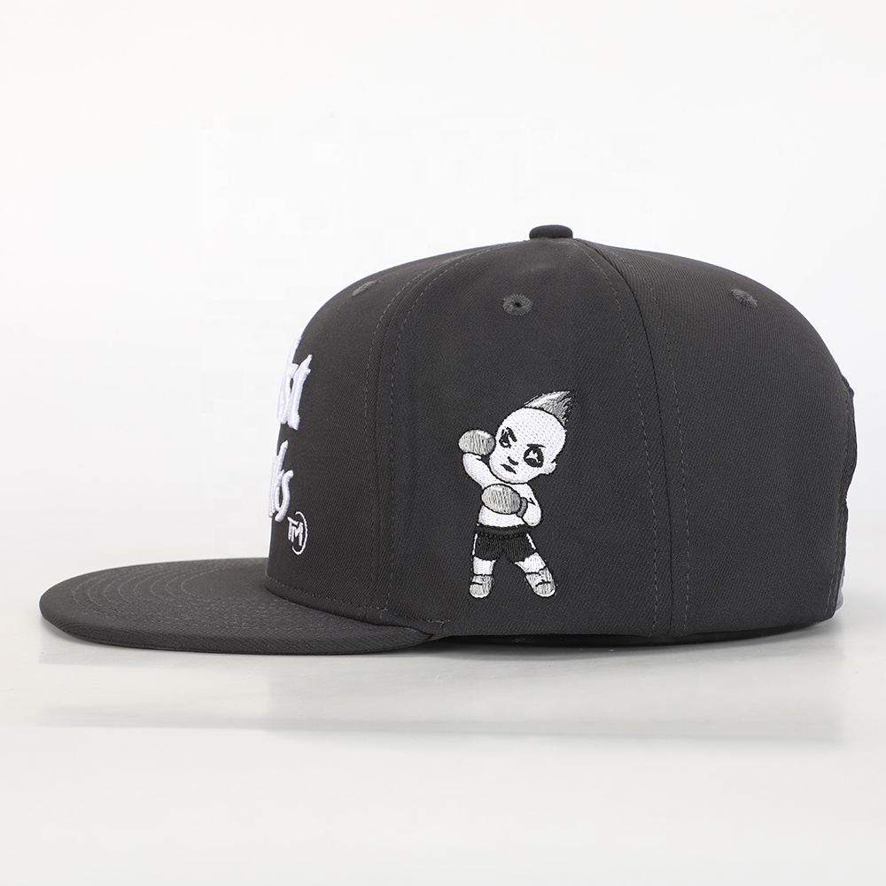 Pugilist Punks Black 6-Panel 3D Embroidered Flat Brim Snapback Cap