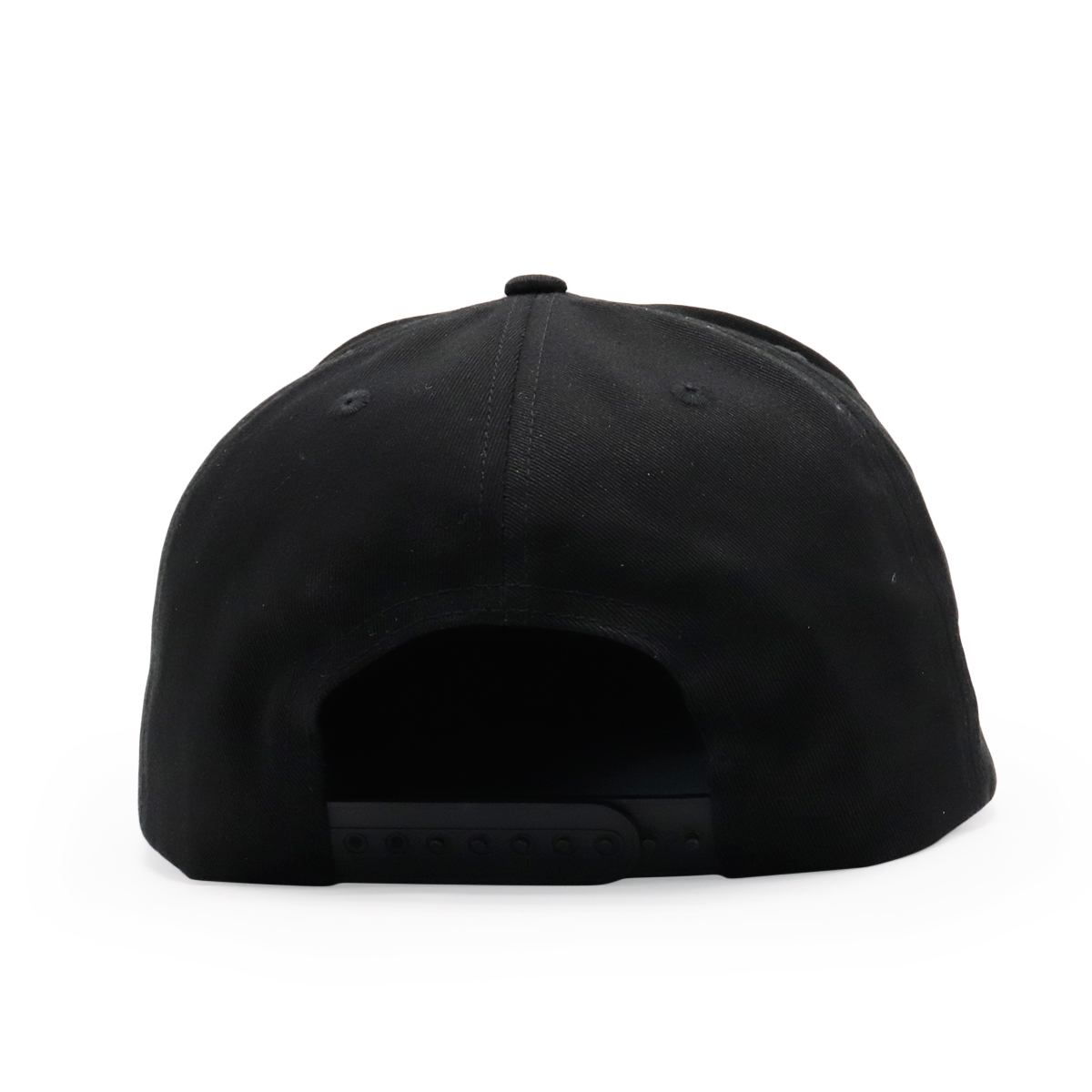 Black Six-Panel Flat Brim Snapback with Winged Monogram Embroidery