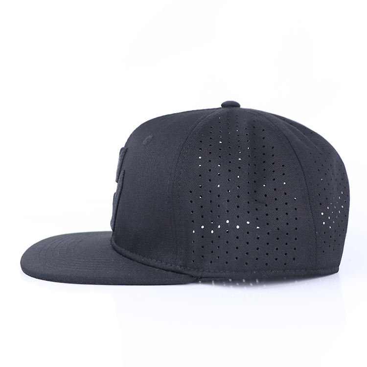 Premium All-Black Flat Brim Snapback Hat with Bold 3D Logo Embroidery