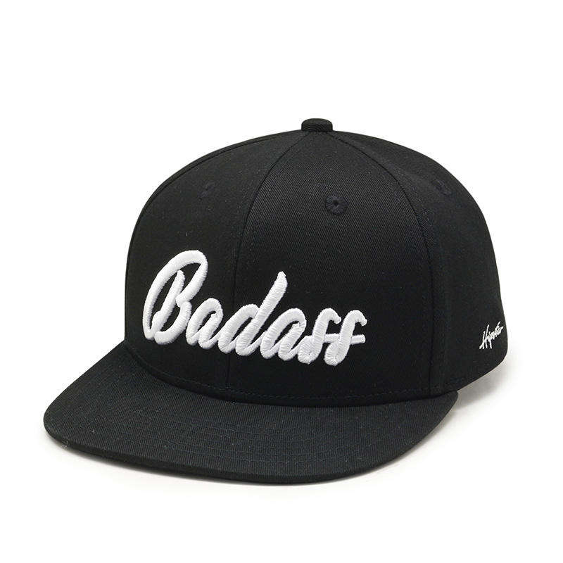 Black Badass 3D Script Embroidered Snapback Hat