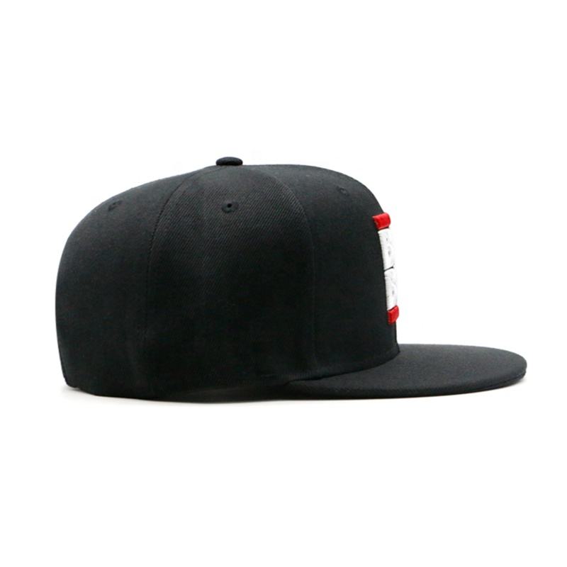 BAW BAG Black Flat Brim 3D Embroidered Snapback Cap