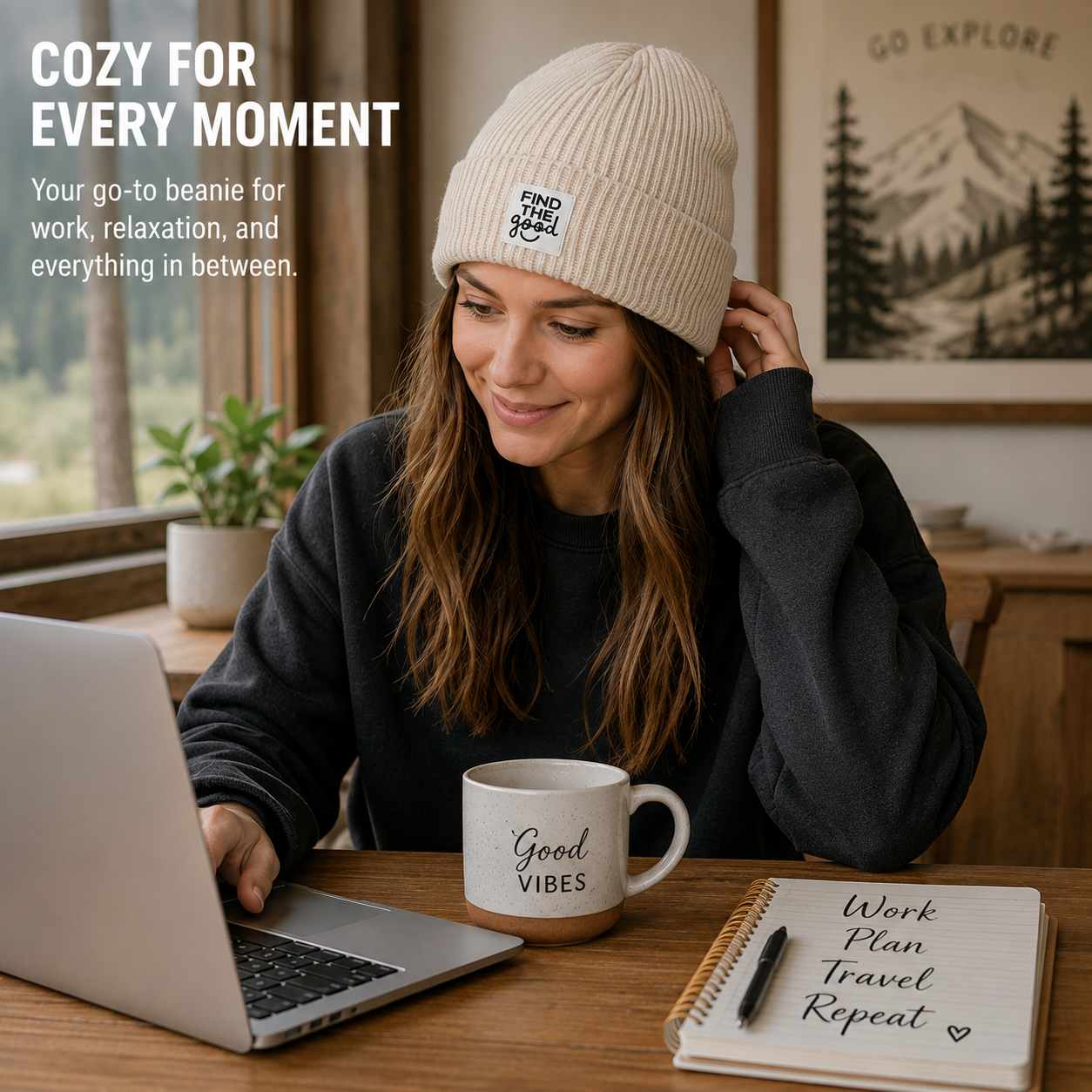 Minimalist Rib Knit Winter Hat with Inspirational Label