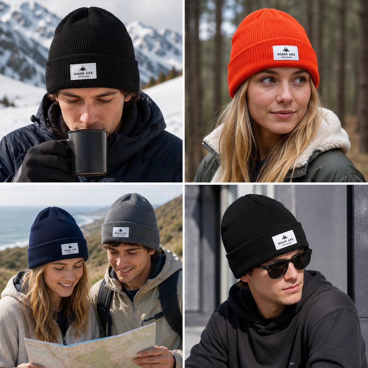 Unisex Rib Knit Winter Cuff Beanie with Rectangular Logo Label