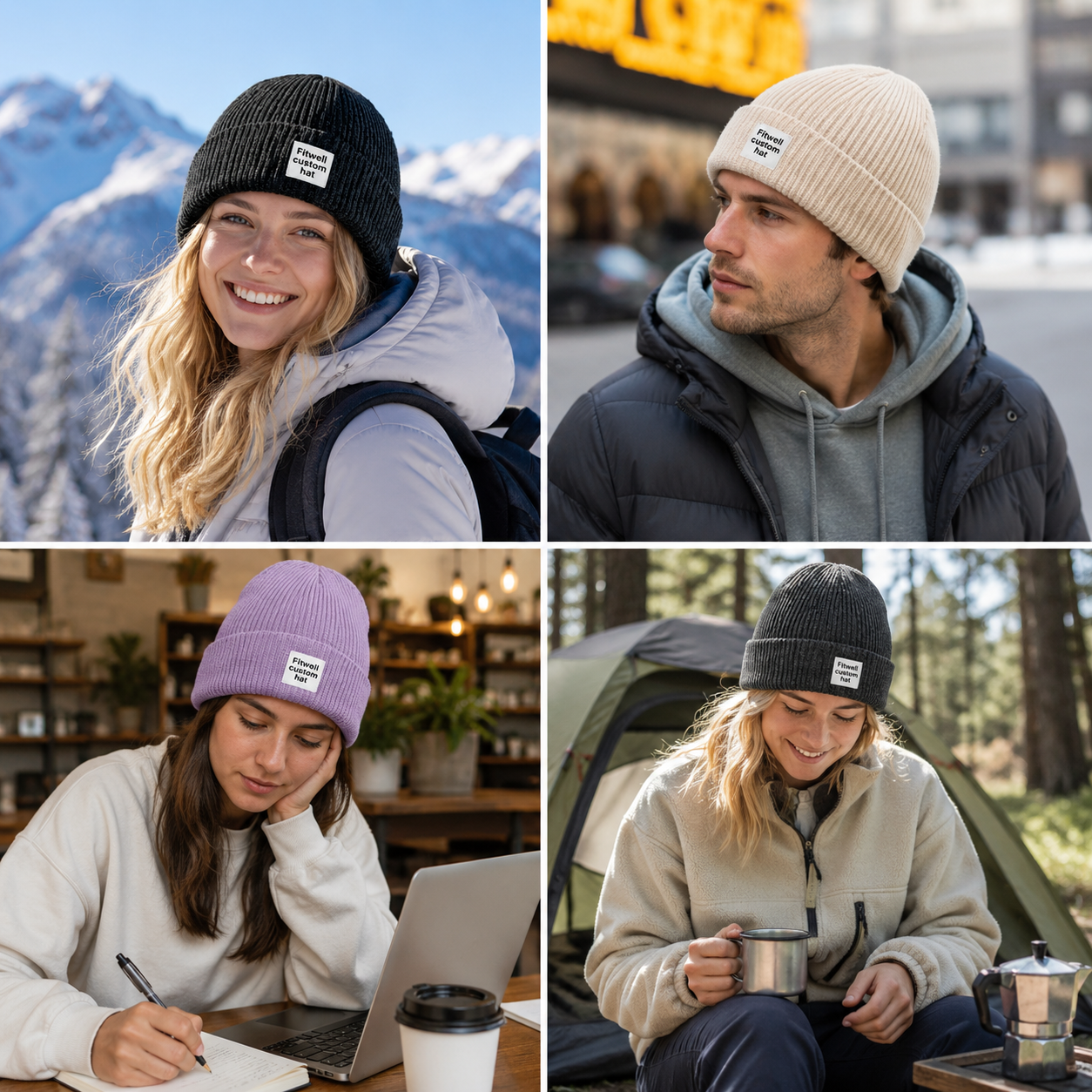 Minimalist Rib Knit Winter Hat with Inspirational Label