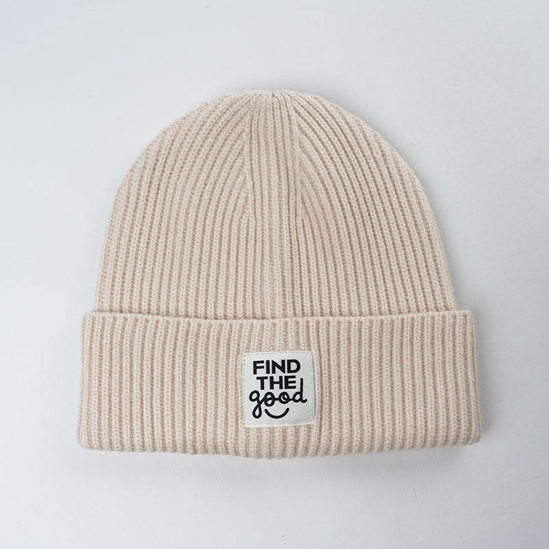 Minimalist Rib Knit Winter Hat with Inspirational Label