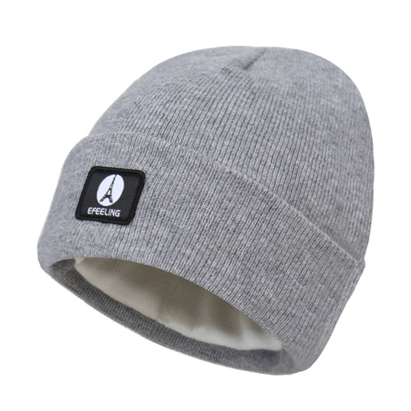 Unisex Rib-Knit Winter Hat with Fold-Over Brim and Logo Badge