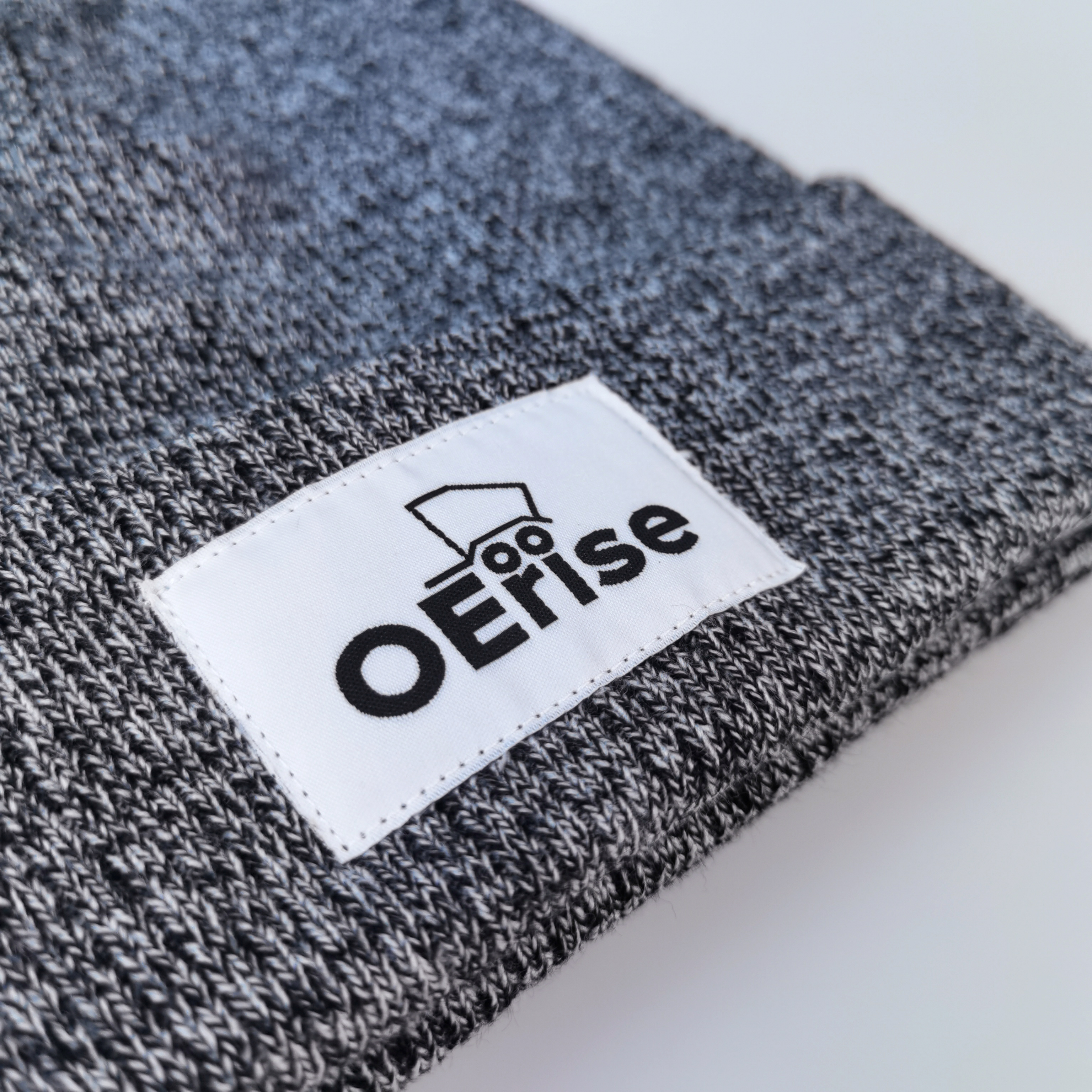 Heather Black Marled Rib-Knit Logo Patch Cuffed Beanie