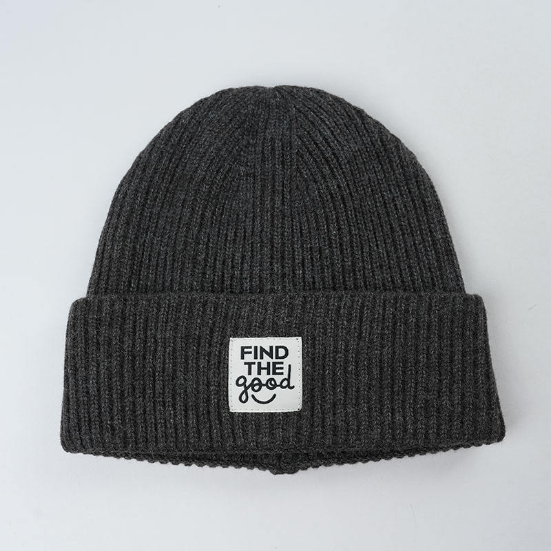 Minimalist Rib Knit Winter Hat with Inspirational Label
