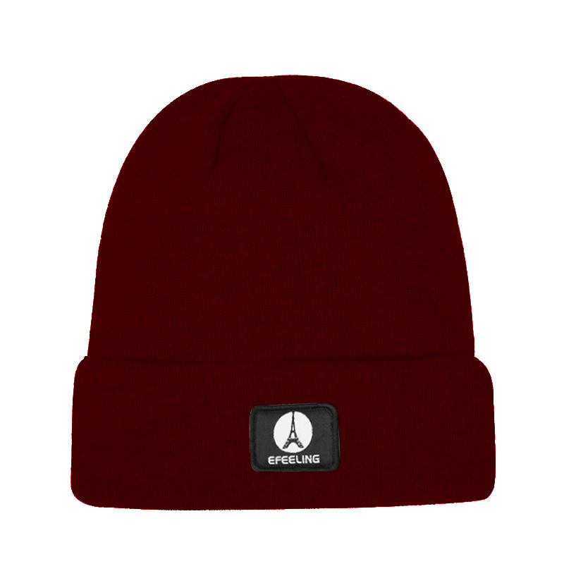 Unisex Rib-Knit Winter Hat with Fold-Over Brim and Logo Badge