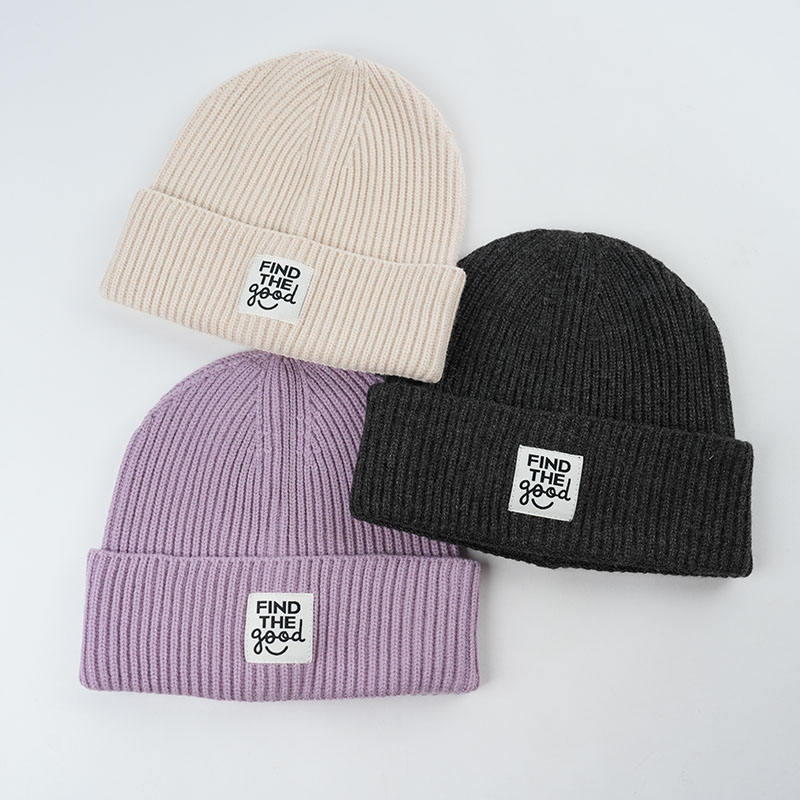 Minimalist Rib Knit Winter Hat with Inspirational Label