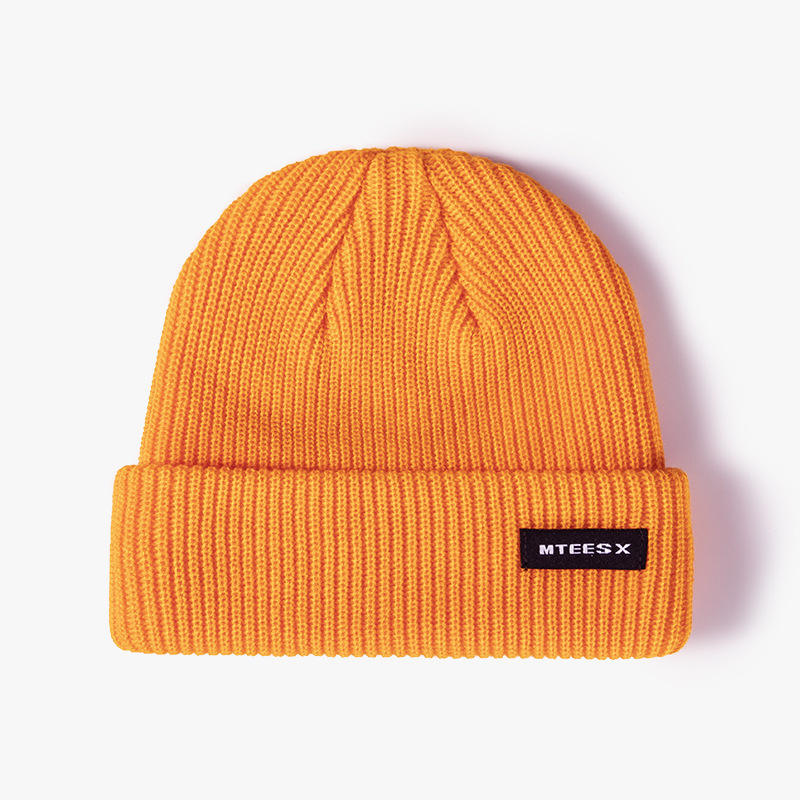 Vibrant Rib-Knit Winter Hats with Fold-Up Brim and Logo Label
