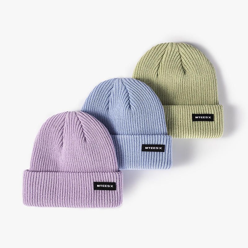 Vibrant Rib-Knit Winter Hats with Fold-Up Brim and Logo Label