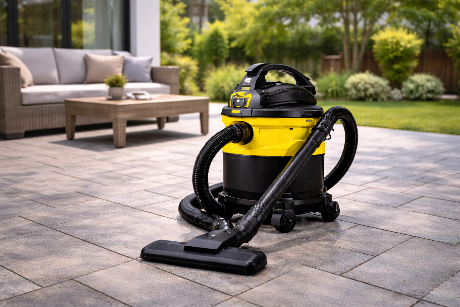 Outdoor Wet & Dry Vacuum – Garden Patio Cleaner with Heavy-Duty Suction