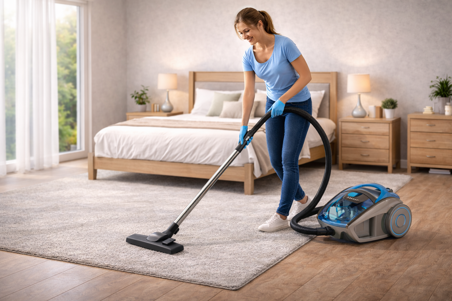 HEPA Bedroom Vacuum Cleaner – Low Noise Bagless Canister with Cyclone Filter