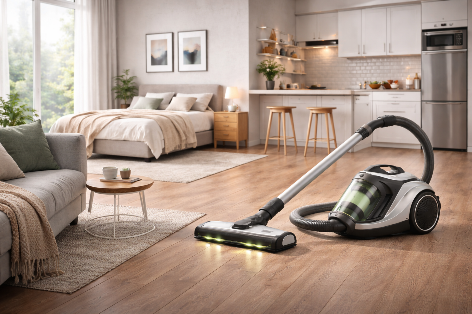 Multi-Room Canister Vacuum Cleaner – Quiet HEPA Suction for Open Layout Homes & Apartments