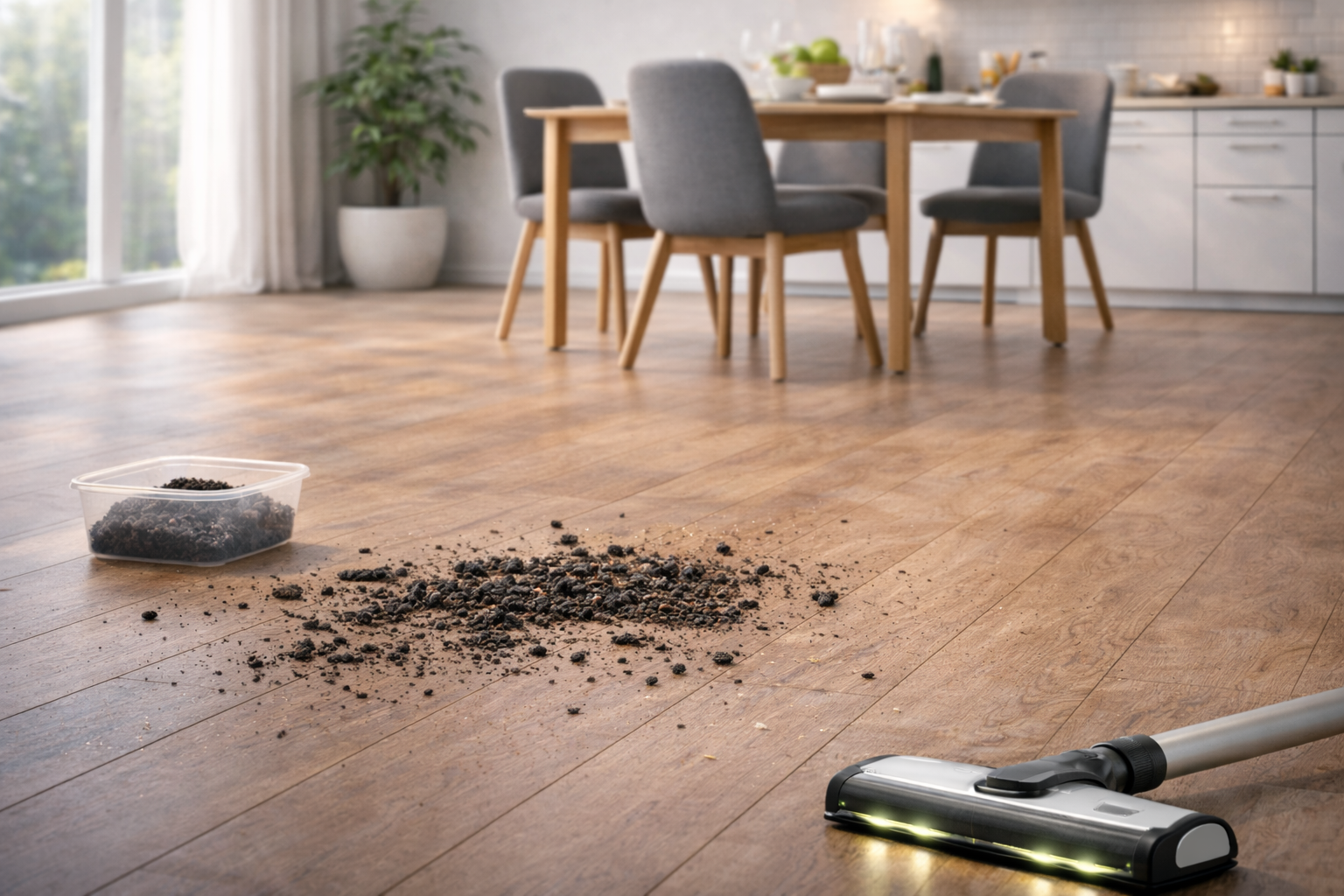 Powerful Kitchen Floor Vacuum Cleaner – Crumb & Debris Suction with LED Brush for Hard Floors