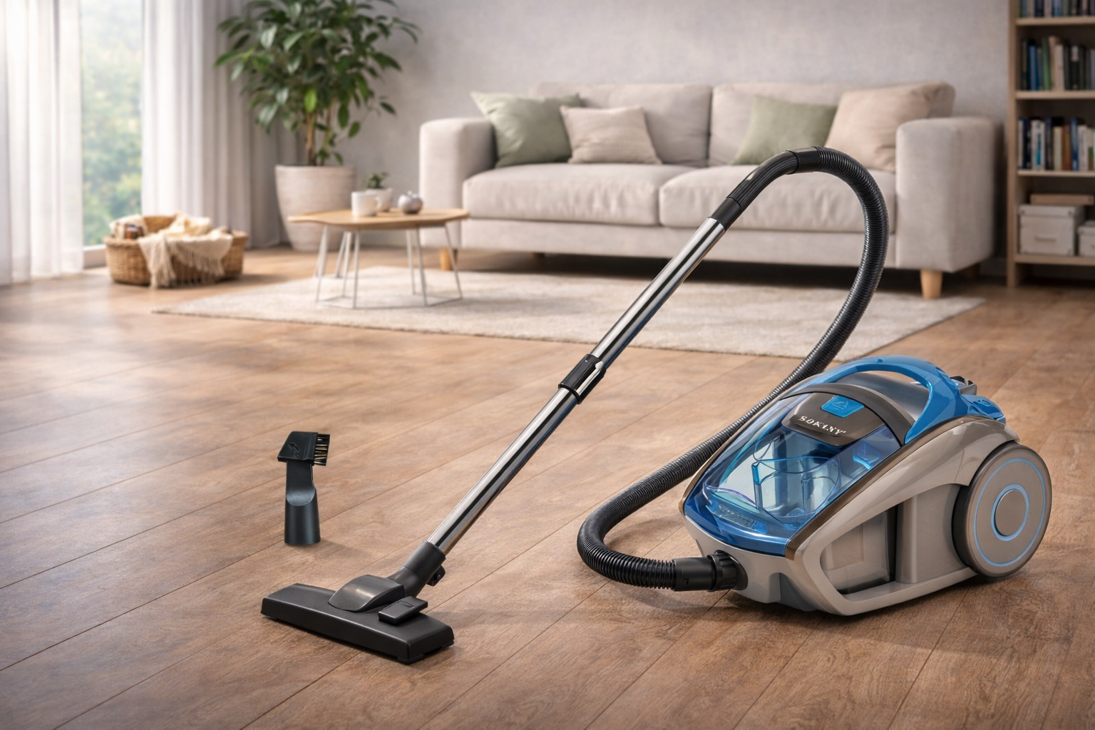 LX-VC-D1P5L Living Room Canister Vacuum Cleaner with Dust Brush – Adjustable Wand & Quiet Cleaning for Hard Floors
