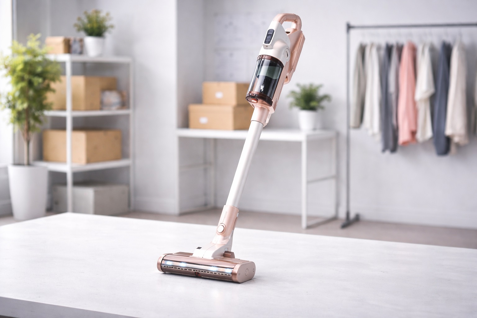 Cordless Rechargeable Stick Vacuum Cleaner with LED Brush – Lightweight & Powerful for Home and Office