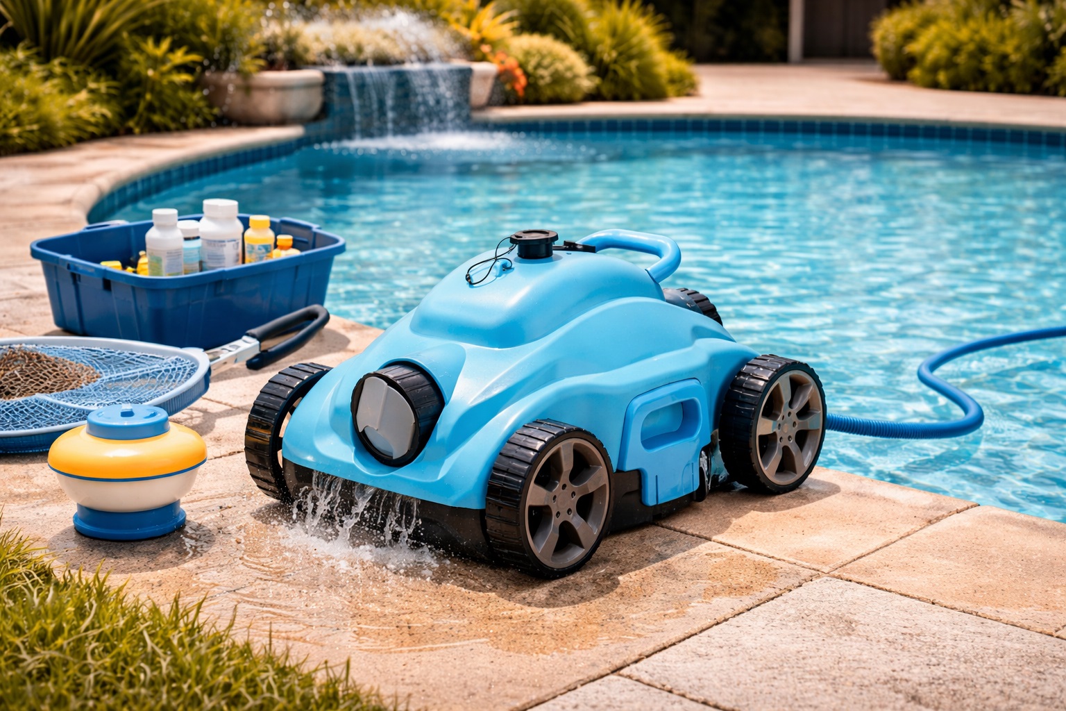 LX-SPVC-P65 All-Terrain Wheeled Pool Vacuum for Chlorine-Heavy Pools