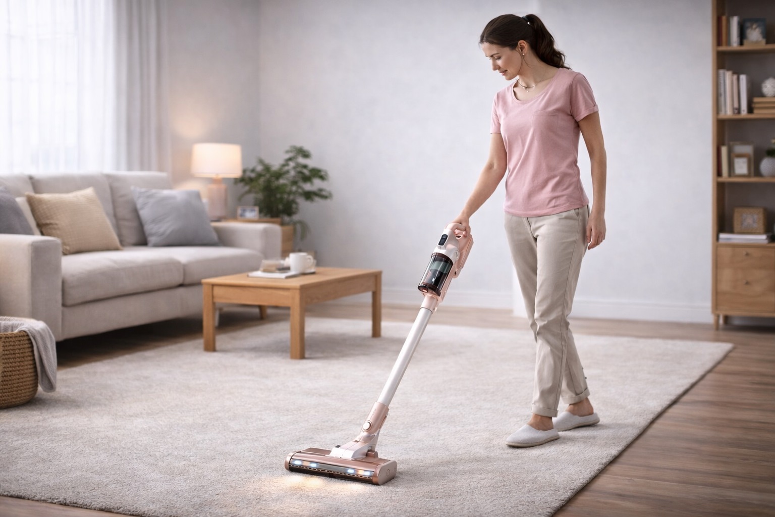 Cordless Stick Vacuum for Living Room – Multi-Floor Cleaning with LED Head & Pet Hair Removal