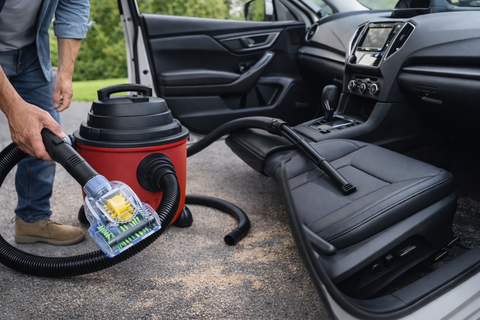 Portable Wet and Dry Car Interior Vacuum Cleaner with Turbo Brush Attachment