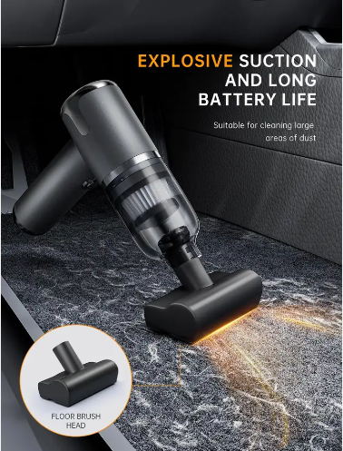 LX-HVC-4500Pa Handheld Car Vacuum Cleaner with Washable Filter, Type-C Charging & 4-in-1 Nozzles