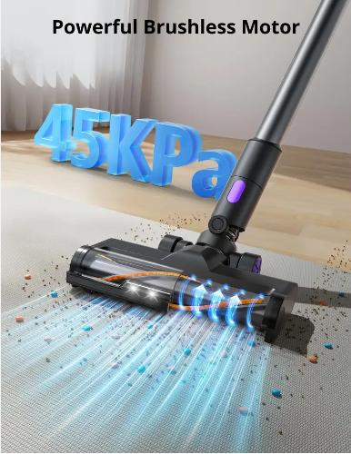 LX-HVC-45KPa Cordless Vacuum Cleaner with Powerful Brushless Motor, 6-in-1 Attachments & 60 Min Runtime