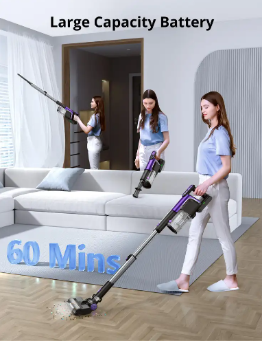 LX-HVC-45KPa Cordless Vacuum Cleaner with Powerful Brushless Motor, 6-in-1 Attachments & 60 Min Runtime