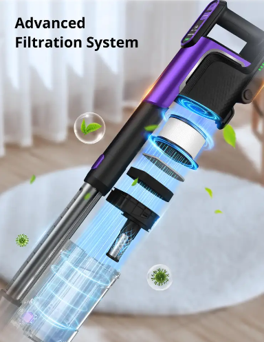 LX-HVC-45KPa Cordless Vacuum Cleaner with Powerful Brushless Motor, 6-in-1 Attachments & 60 Min Runtime