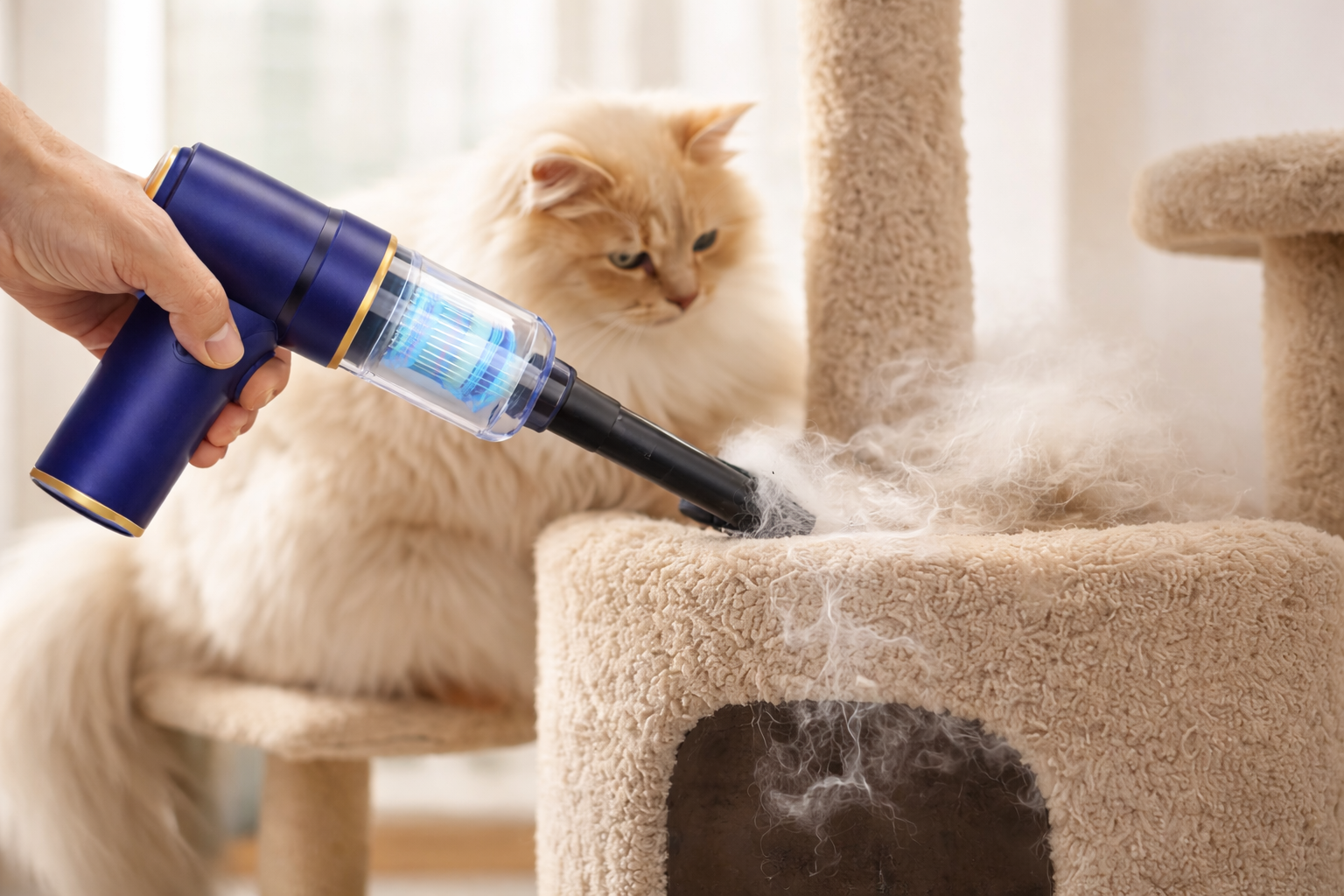 Cordless Pet Hair Air Duster & Mini Vacuum Cleaner for Cat Furniture