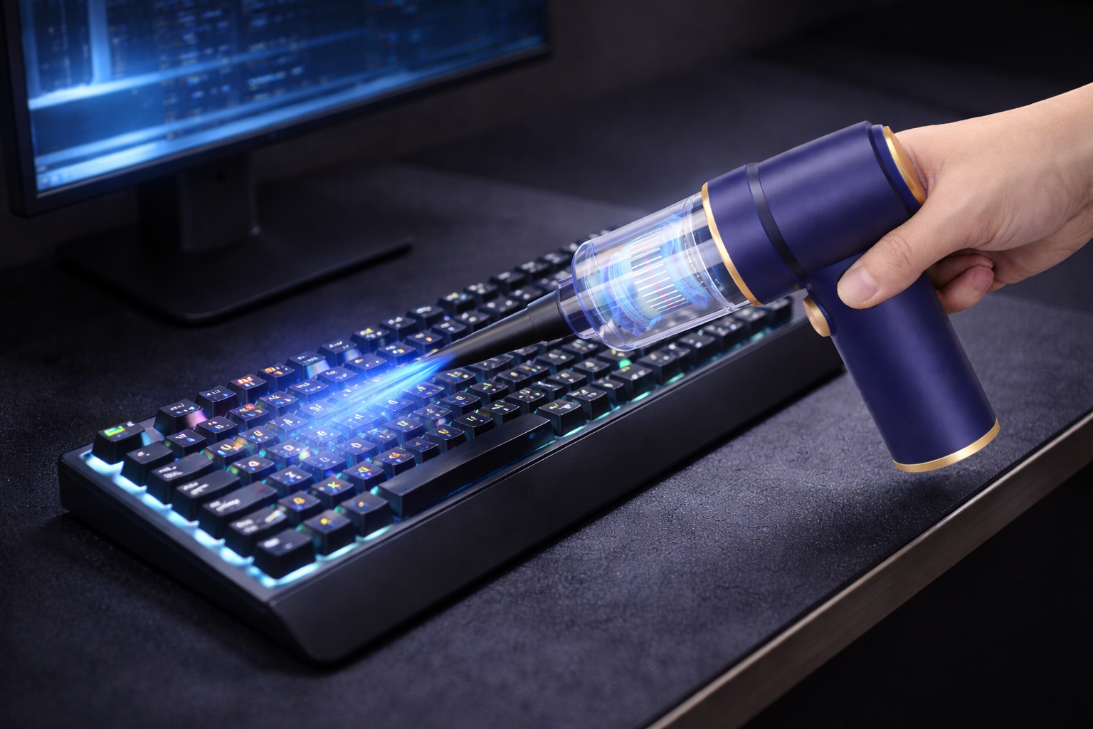 Cordless Mechanical Keyboard Air Duster for RGB Gaming Keyboard Cleaning
