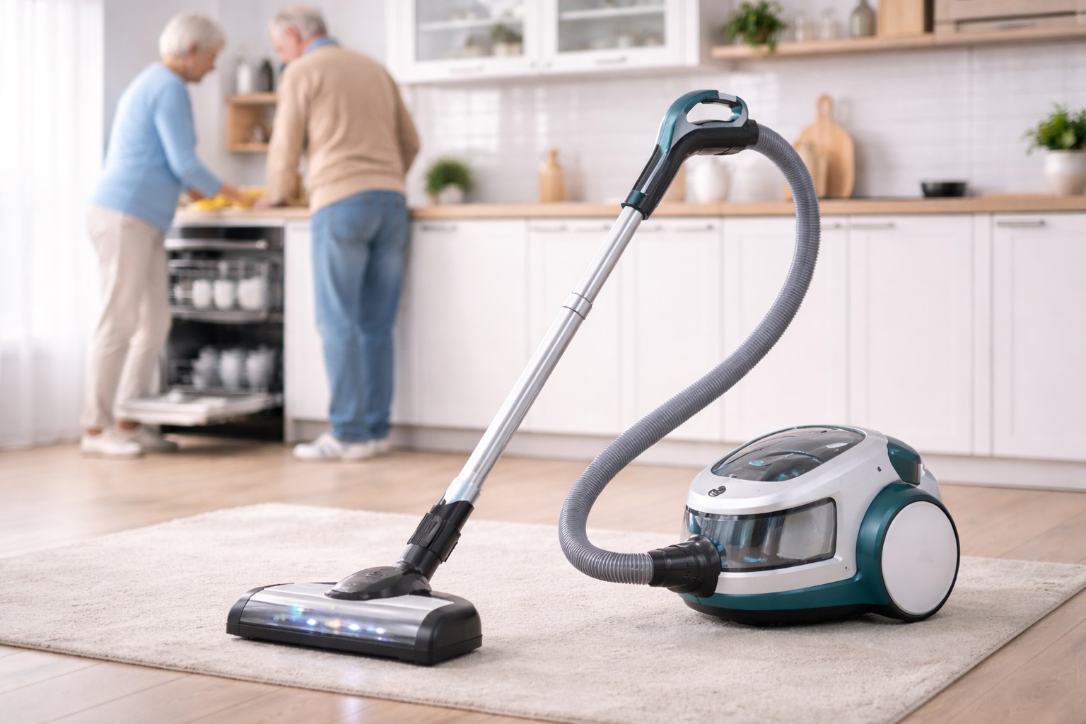 Elderly Canister Vacuum Cleaner for Kitchen Use – Ergonomic Hose Vacuum with Quiet Operation