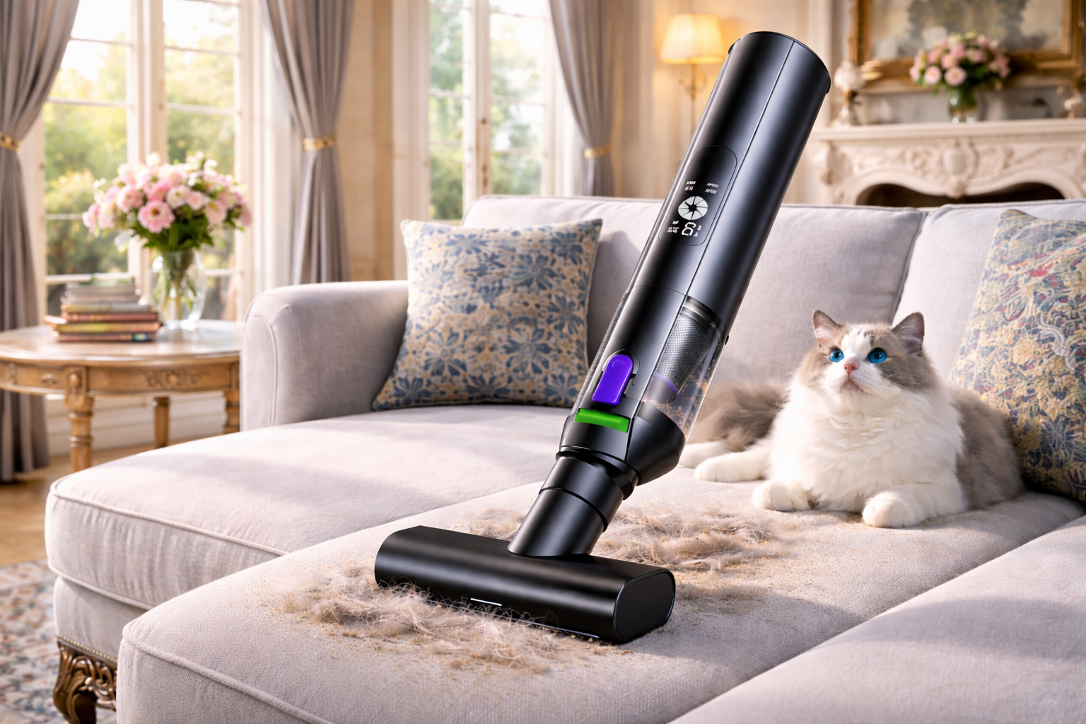 Graceful Cordless Sofa Vacuum – Designed for Pet Hair & Fine Upholstery