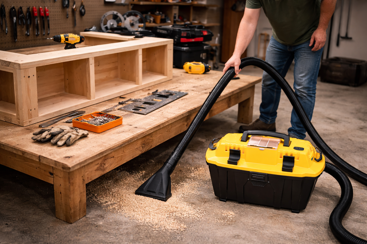 Portable Woodworking Shop Vacuum Cleaner for Sawdust & Bench Cleanup