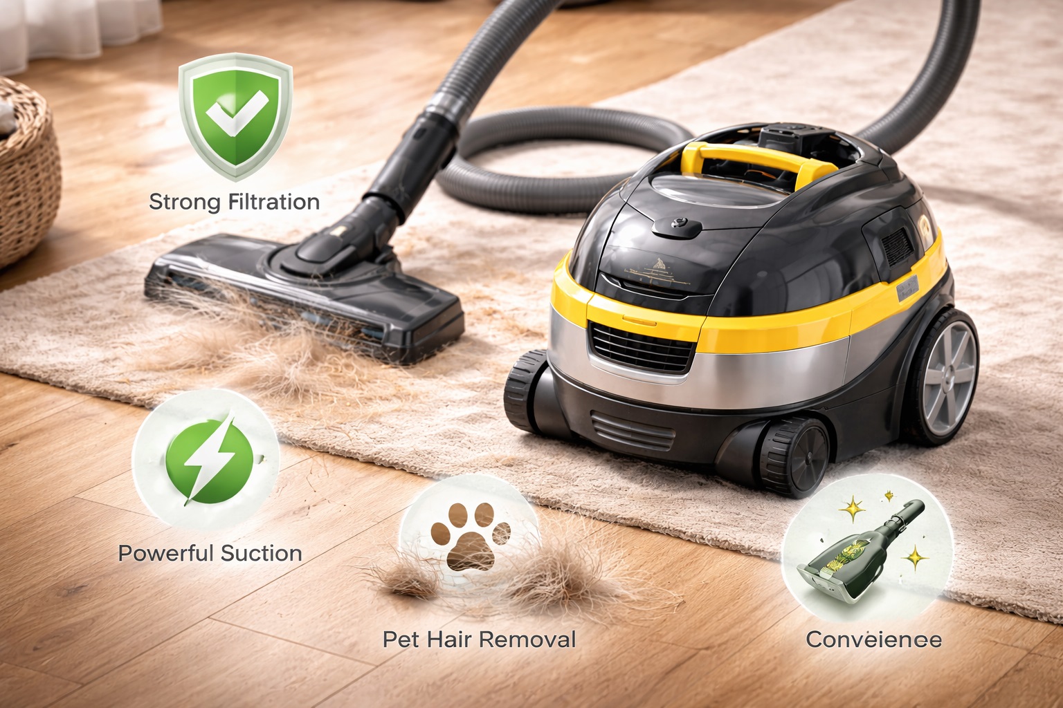 Modern High Suction Canister Vacuum Cleaner with Advanced Filtration