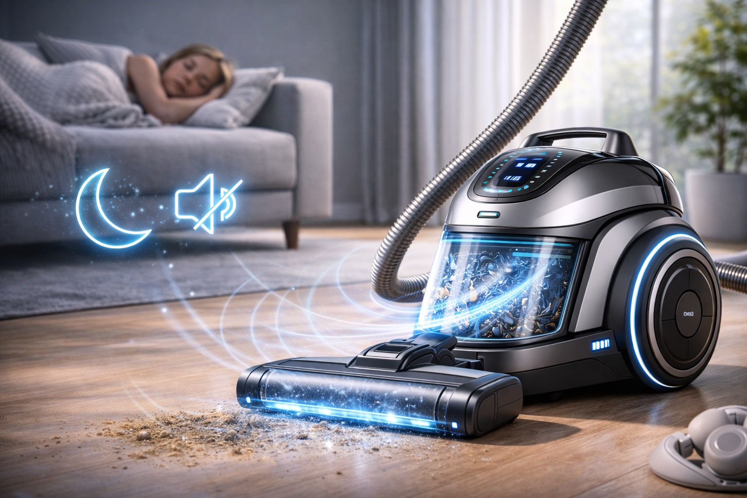 Ultra-Quiet Vacuum Cleaner | Low Noise Canister | Night Mode | HEPA Silent Cleaner