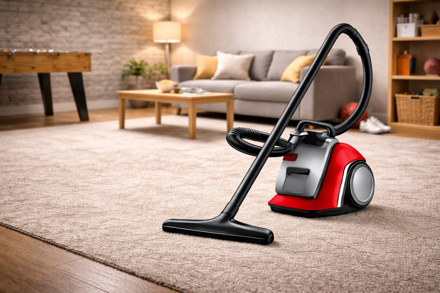 Red & Black Ultra-Compact Canister Vacuum Cleaner
