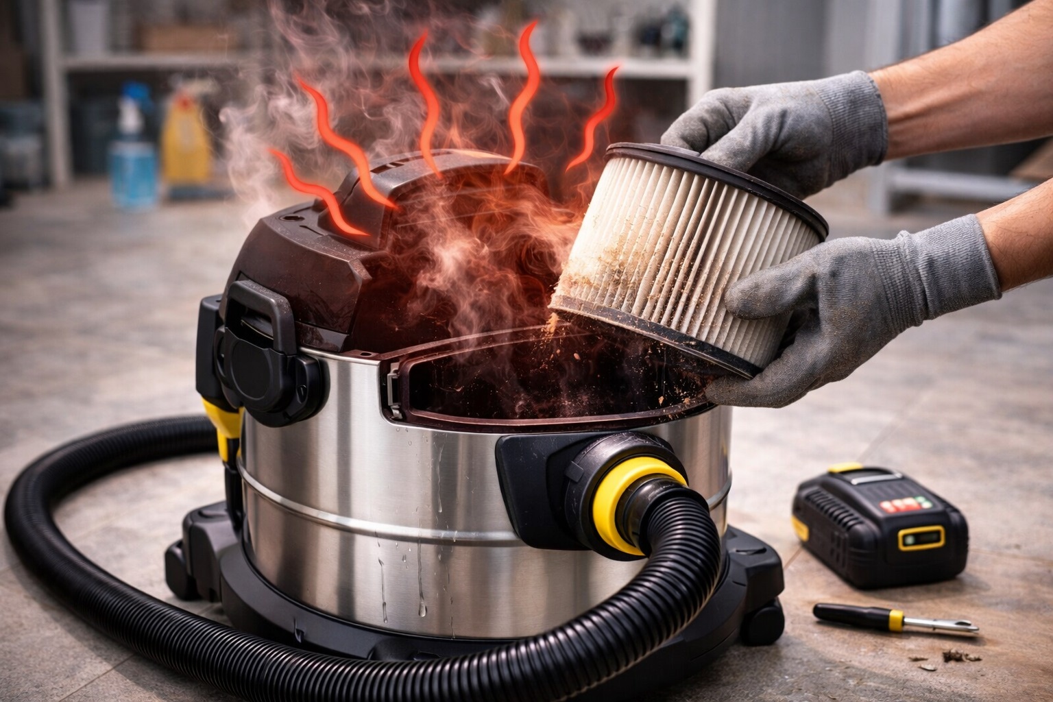 Stainless Steel Barrel Vacuum Cleaner with HEPA Filter and Overheating Protection
