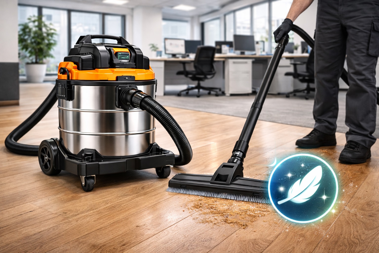 Wet-Dry Vacuum Cleaner with Soft Bristle Nozzle for Hardwood Floor Cleaning