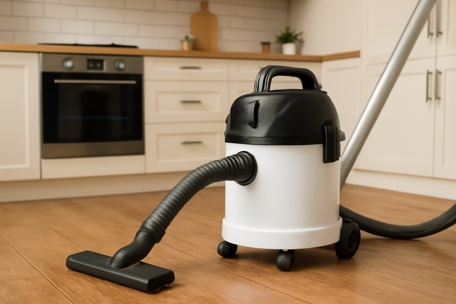White Wet-Dry Vacuum Cleaner – Modern Solution for Kitchen Cleaning
