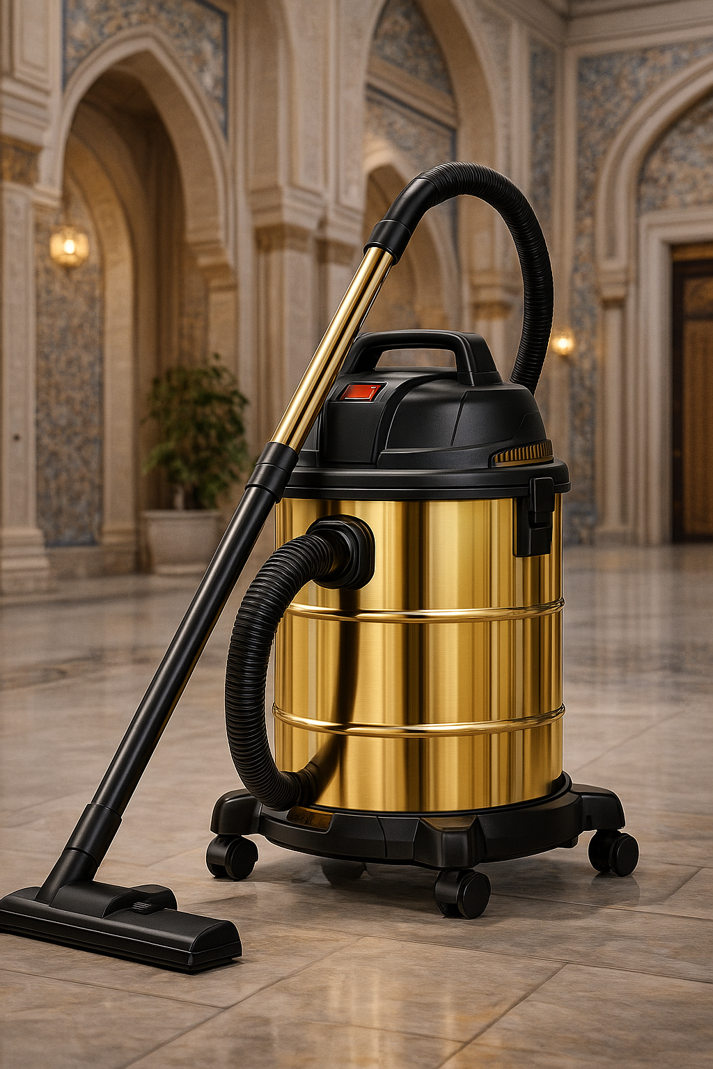 A12 Luxury Gold Wet Dry Vacuum Cleaner – High Suction, Quiet, Multi-Surface, Durable