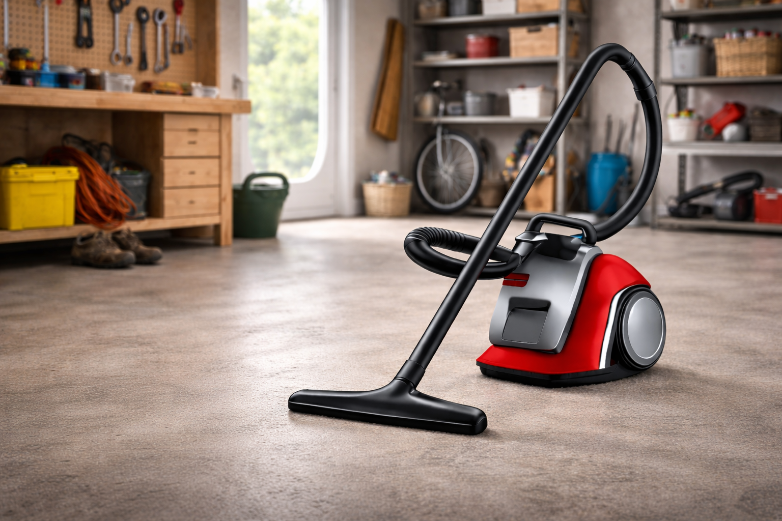 Red & Black Heavy-Duty Canister Vacuum Cleaner