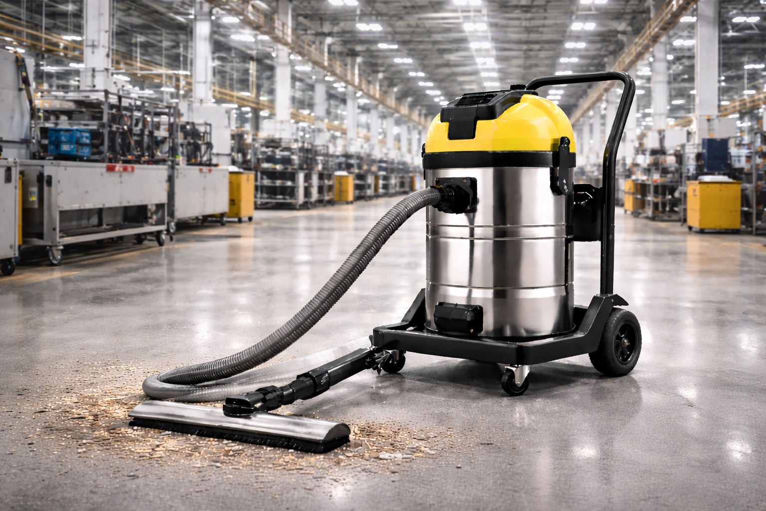 Factory Industrial Vacuum Cleaner – Stainless Steel Wet & Dry Barrel Type Machine