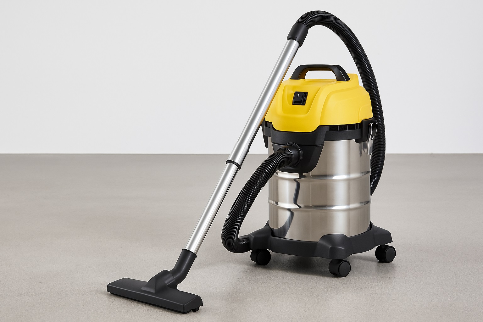 Stainless Steel Barrel Vacuum Cleaner with Durable Base and Strong Suction Power