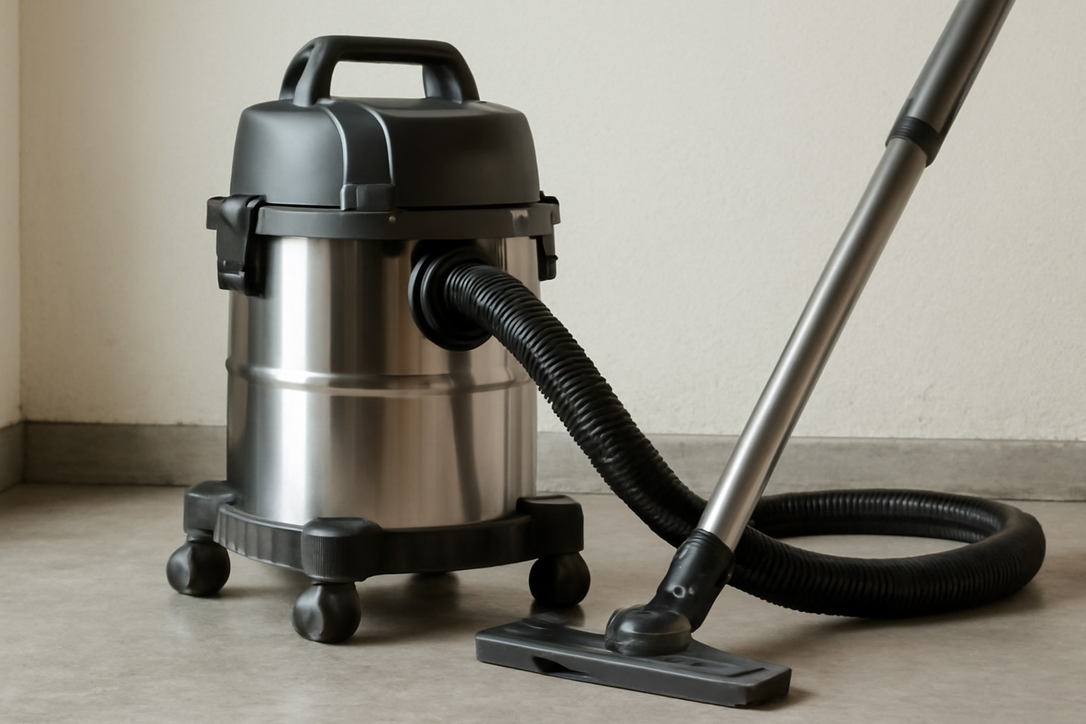 Stainless Steel Barrel Vacuum Cleaner for Wet and Dry Use, Commercial & Industrial Cleaning