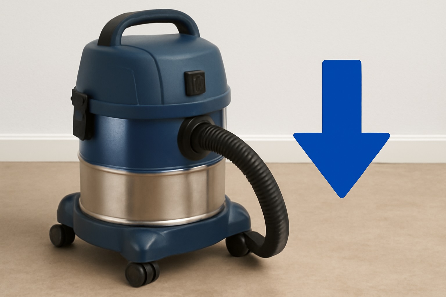 Blue-Top Commercial Wet/Dry Vacuum – 18L Stainless Steel Drum with Compact Base